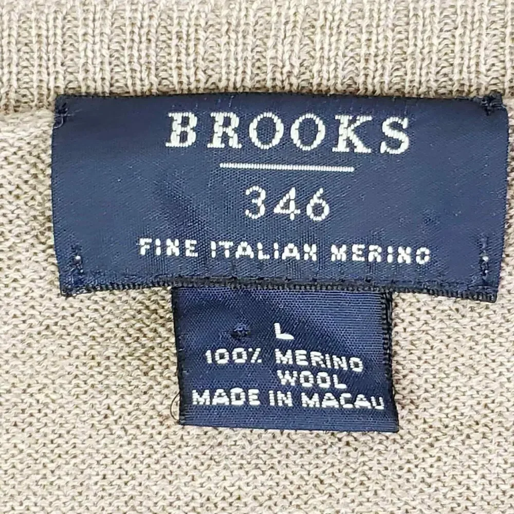 Brooks Brothers Sweater 346 Men’s Large L Beige Merino Wool Pullover Knit